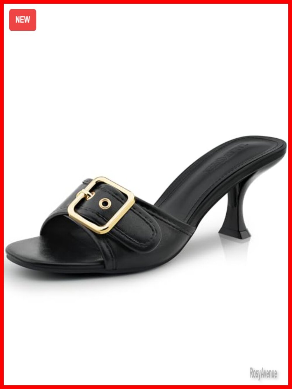 Kitten Heel Sandals Square Open Toe Slip On Buckle Mule Women's Summer Party